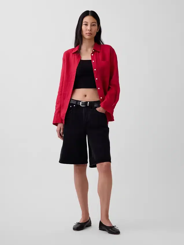 Oversized-skjorta i 100 % linne