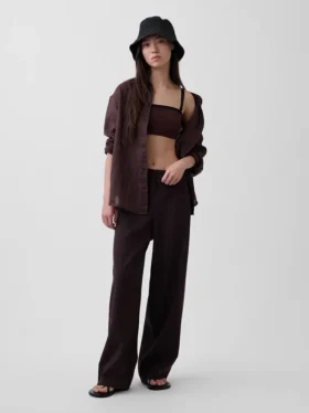 Oversized-skjorta i 100 % linne
