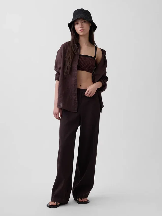 Oversized-skjorta i 100 % linne