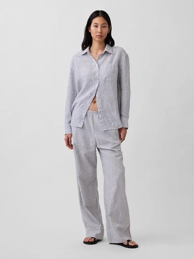 Oversized-skjorta i 100 % linne