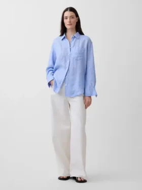 Oversized-skjorta i 100 % linne