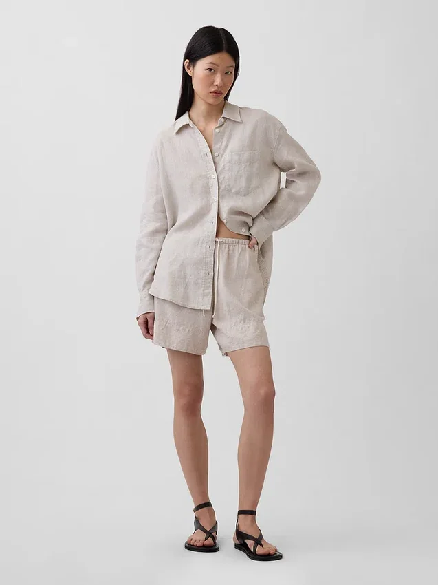 Oversized-skjorta i 100 % linne