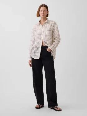 Oversized-skjorta i 100 % linne