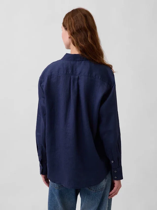 Oversized-skjorta i 100 % linne