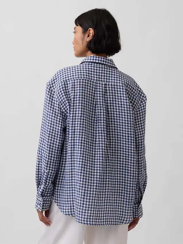 Oversized-skjorta i 100 % linne