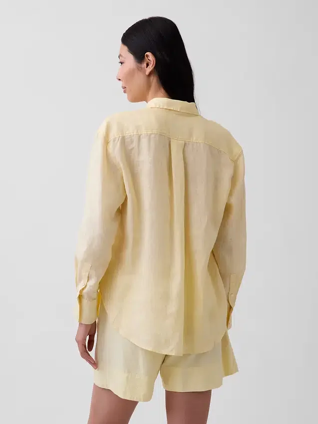 Oversized-skjorta i 100 % linne