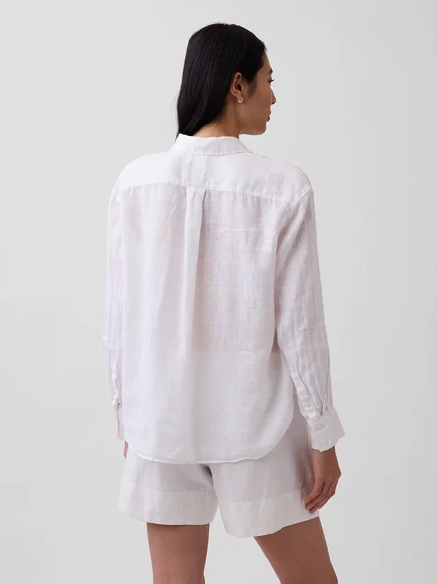 Oversized-skjorta i 100 % linne