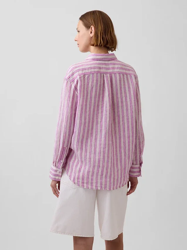 Oversized-skjorta i 100 % linne
