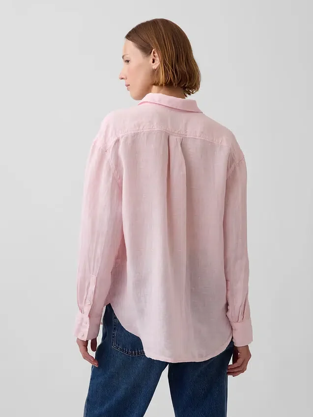 Oversized-skjorta i 100 % linne
