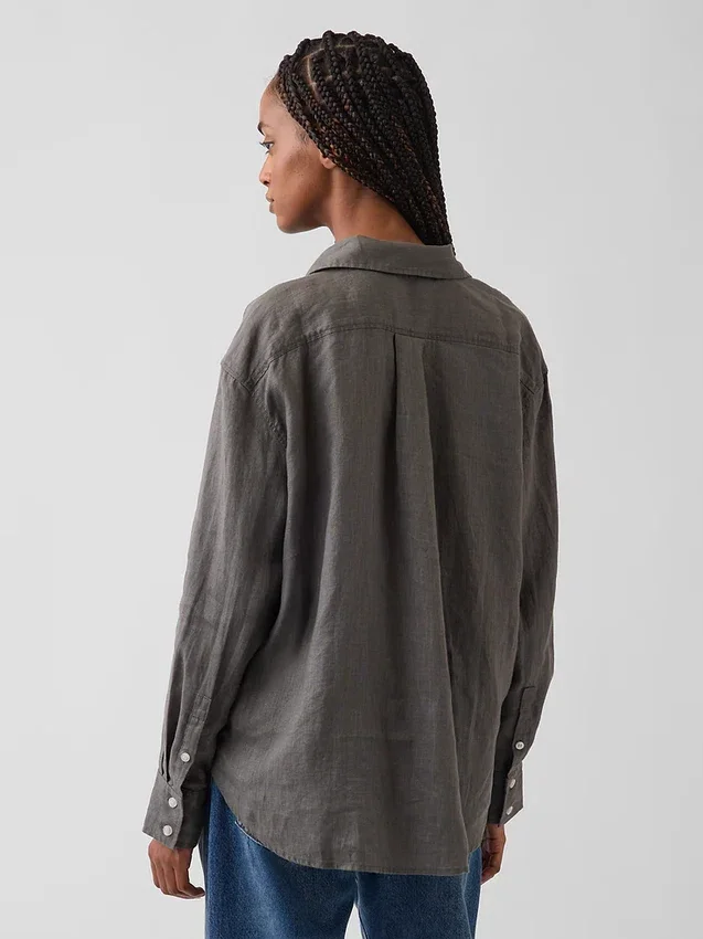 Oversized-skjorta i 100 % linne