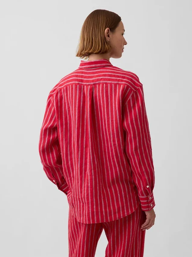Oversized-skjorta i 100 % linne