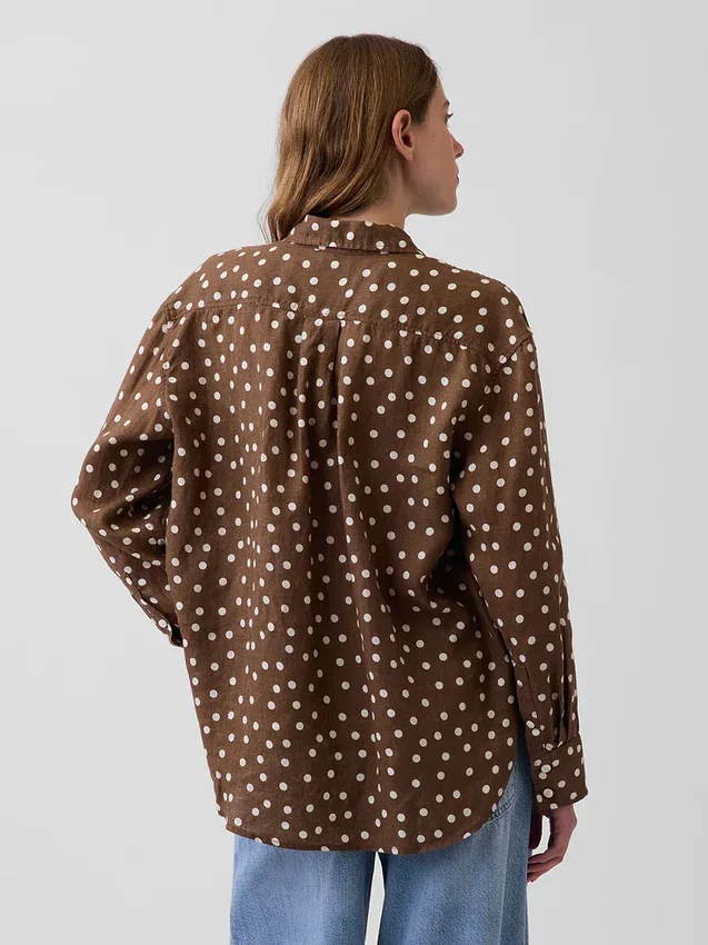 Oversized-skjorta i 100 % linne