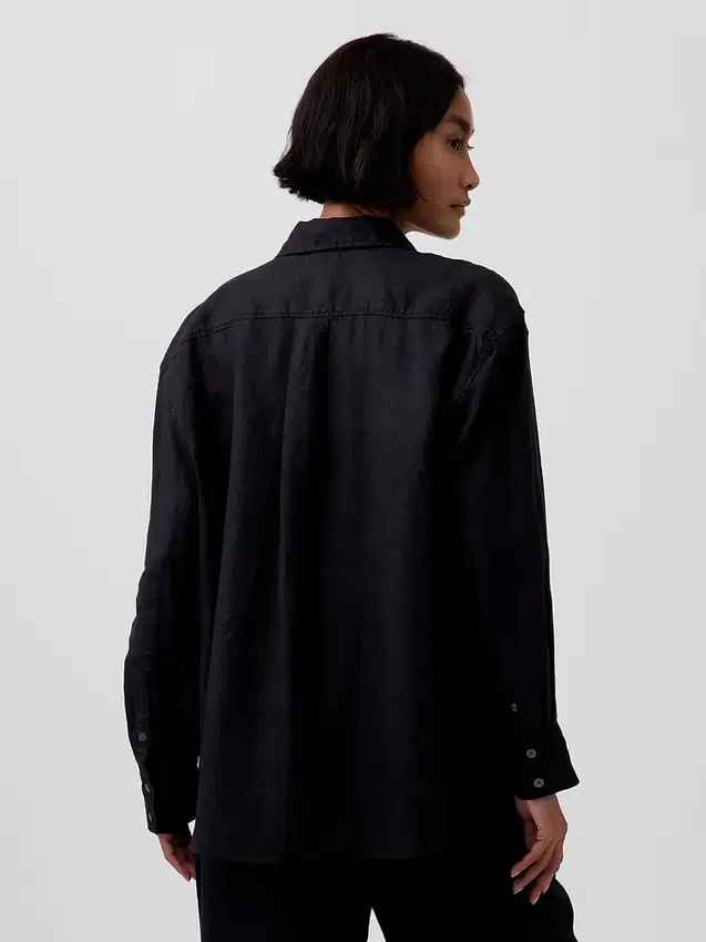Oversized-skjorta i 100 % linne