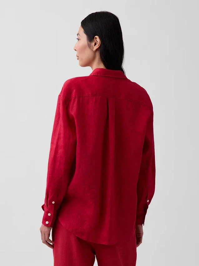 Oversized-skjorta i 100 % linne