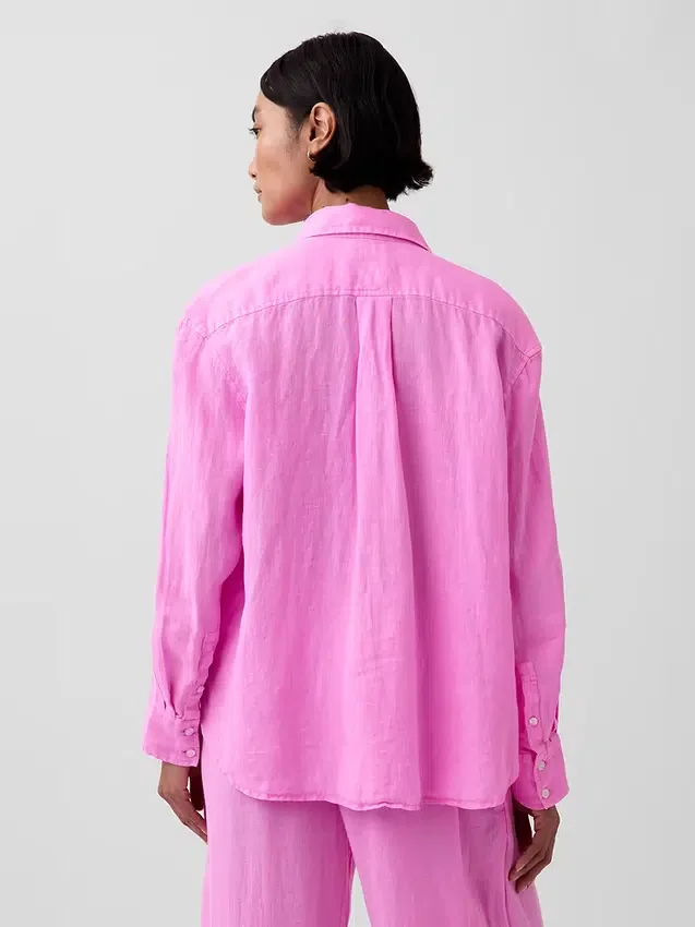 Oversized-skjorta i 100 % linne