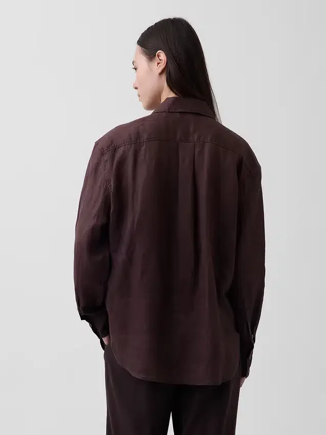 Oversized-skjorta i 100 % linne
