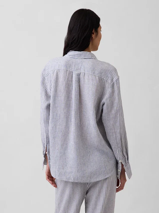 Oversized-skjorta i 100 % linne