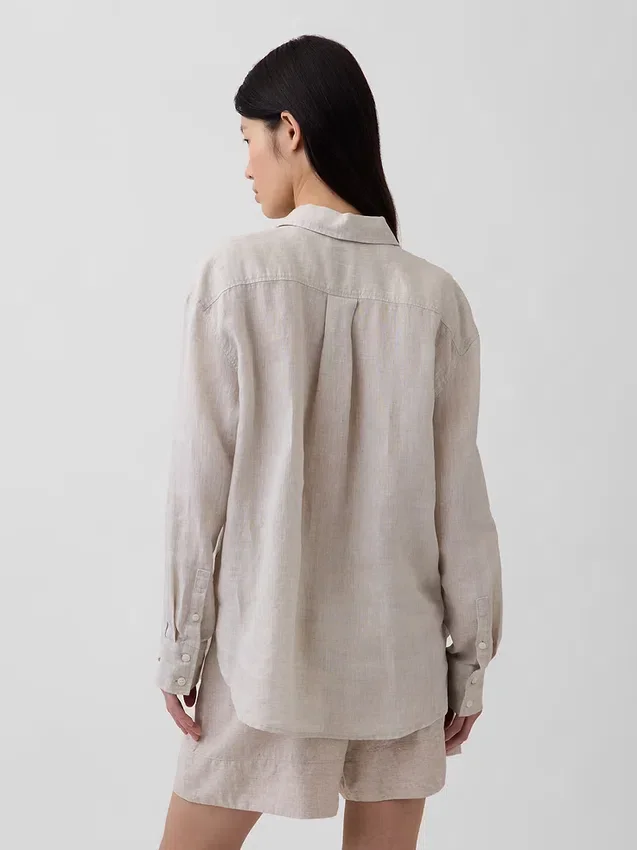 Oversized-skjorta i 100 % linne
