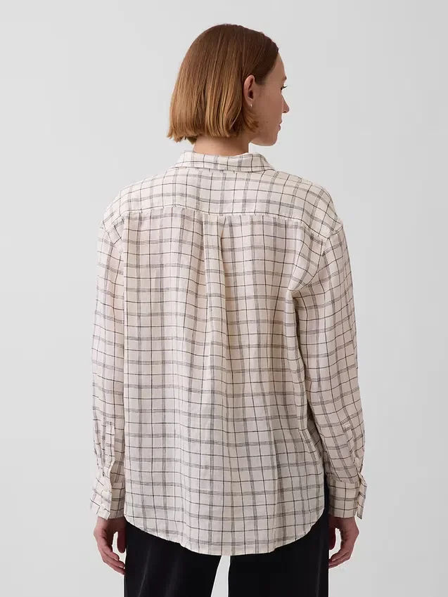 Oversized-skjorta i 100 % linne