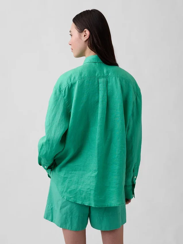 Oversized-skjorta i 100 % linne