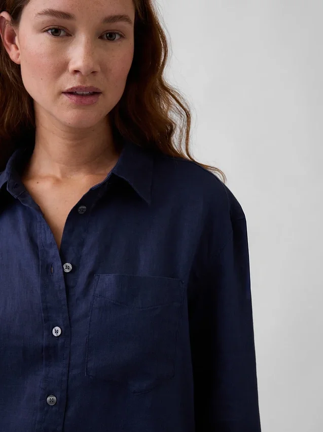 Oversized-skjorta i 100 % linne