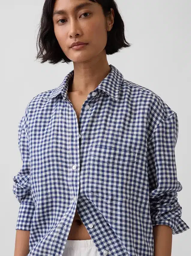 Oversized-skjorta i 100 % linne