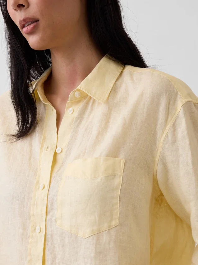 Oversized-skjorta i 100 % linne