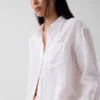 Oversized-skjorta i 100 % linne