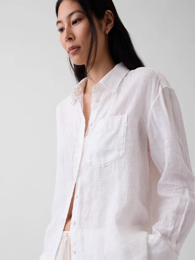 Oversized-skjorta i 100 % linne