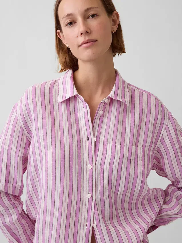 Oversized-skjorta i 100 % linne