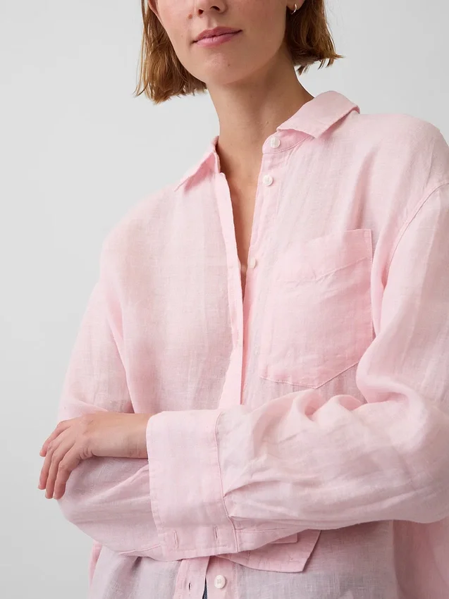 Oversized-skjorta i 100 % linne
