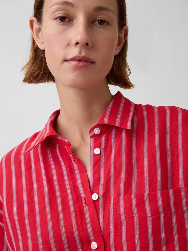 Oversized-skjorta i 100 % linne