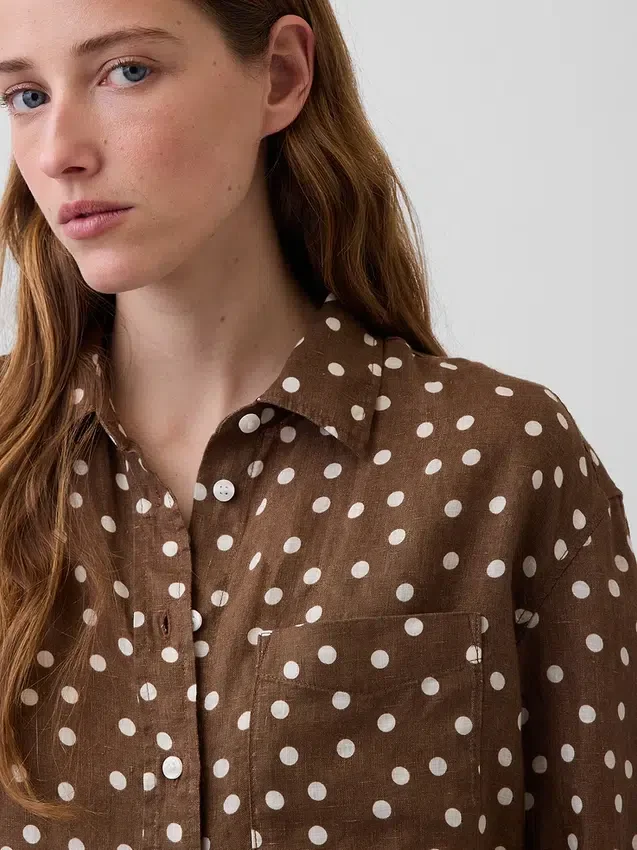 Oversized-skjorta i 100 % linne