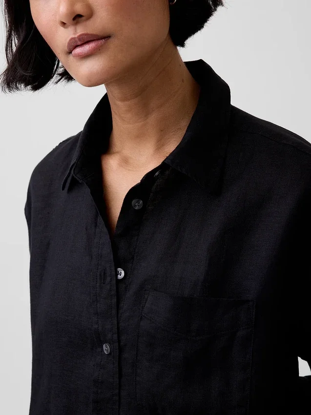 Oversized-skjorta i 100 % linne