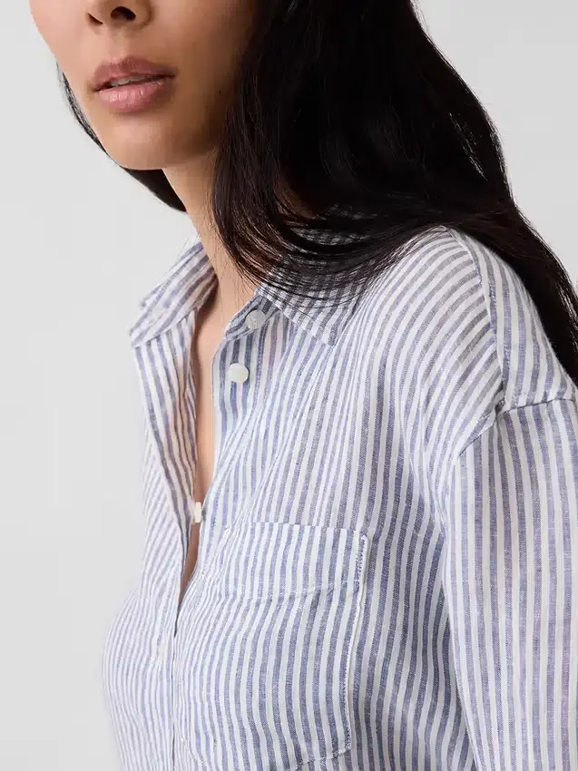 Oversized-skjorta i 100 % linne