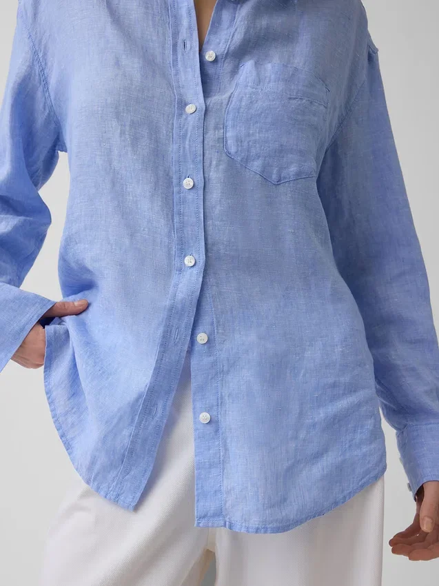 Oversized-skjorta i 100 % linne