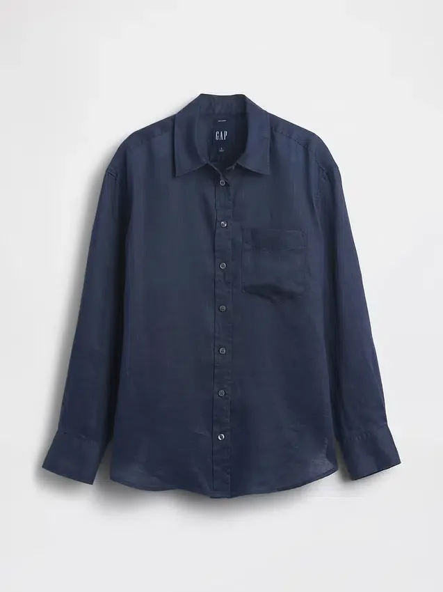 Oversized-skjorta i 100 % linne