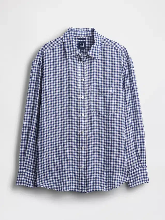 Oversized-skjorta i 100 % linne