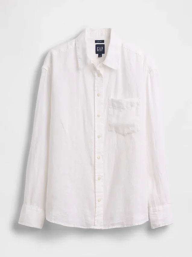 Oversized-skjorta i 100 % linne