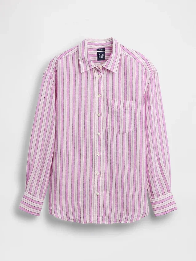 Oversized-skjorta i 100 % linne