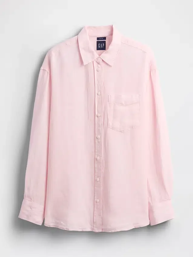Oversized-skjorta i 100 % linne