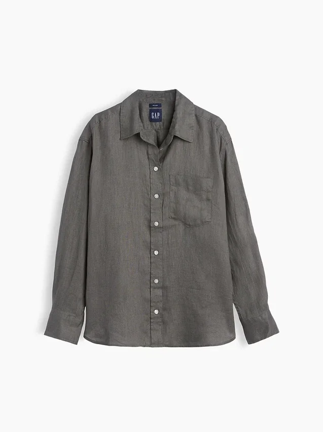 Oversized-skjorta i 100 % linne