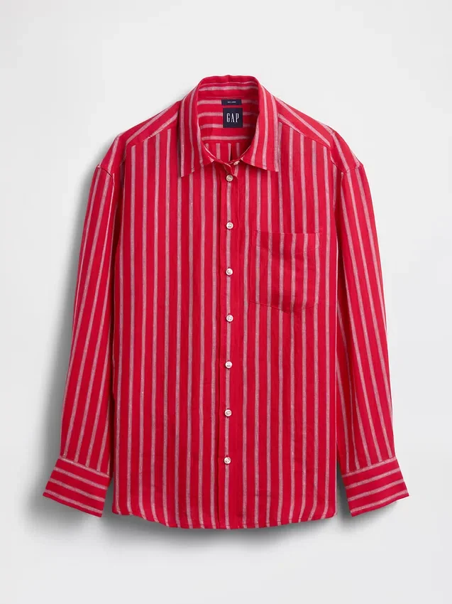 Oversized-skjorta i 100 % linne