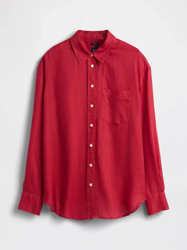 Oversized-skjorta i 100 % linne