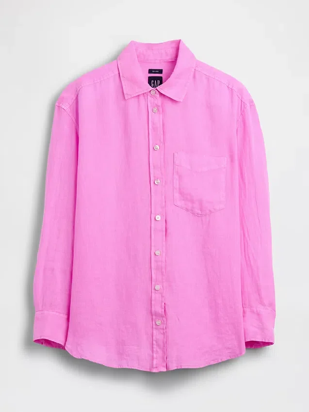 Oversized-skjorta i 100 % linne