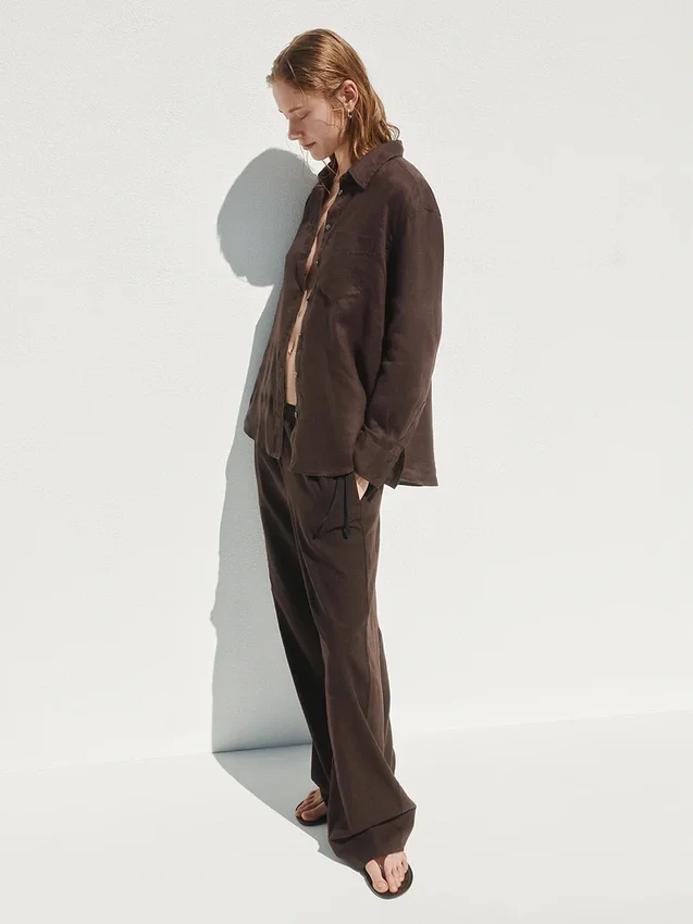 Oversized-skjorta i 100 % linne