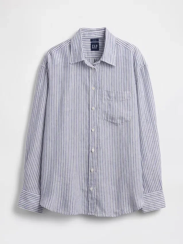 Oversized-skjorta i 100 % linne