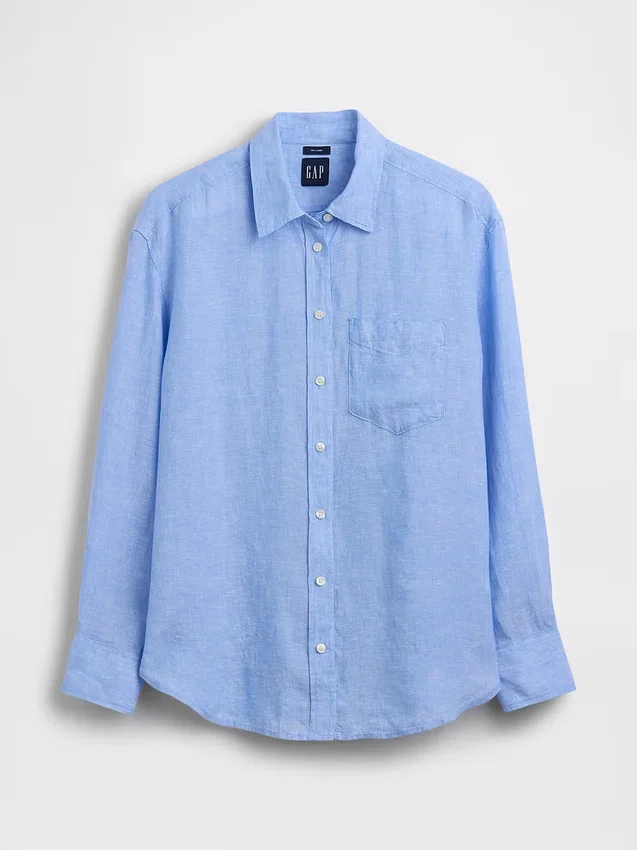 Oversized-skjorta i 100 % linne