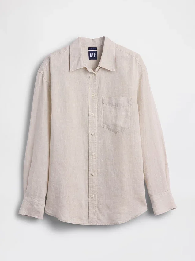Oversized-skjorta i 100 % linne