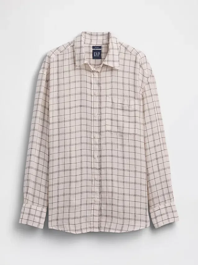 Oversized-skjorta i 100 % linne